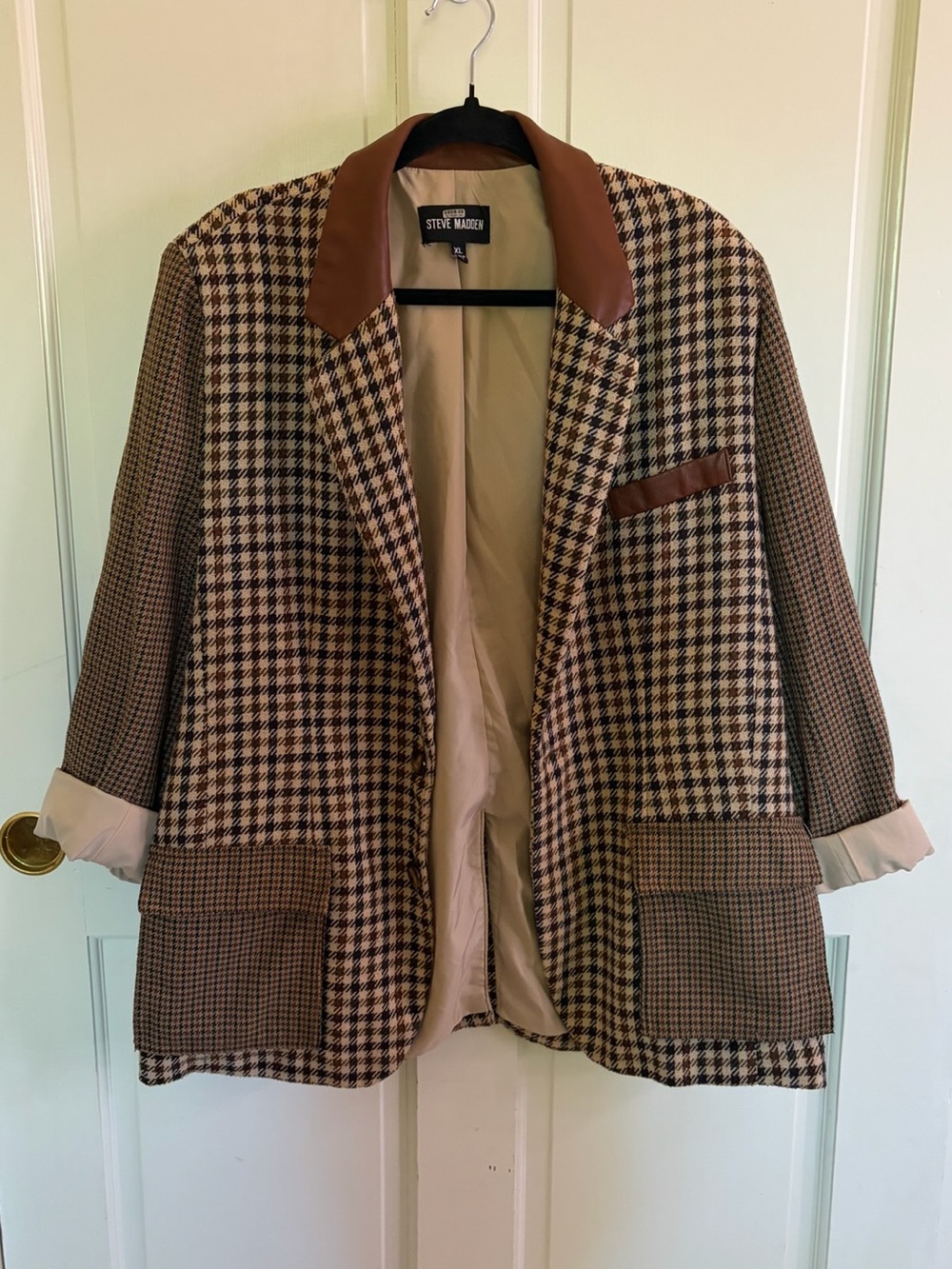 Steve Madden Carolina Oversized Houndstooth Blazer
